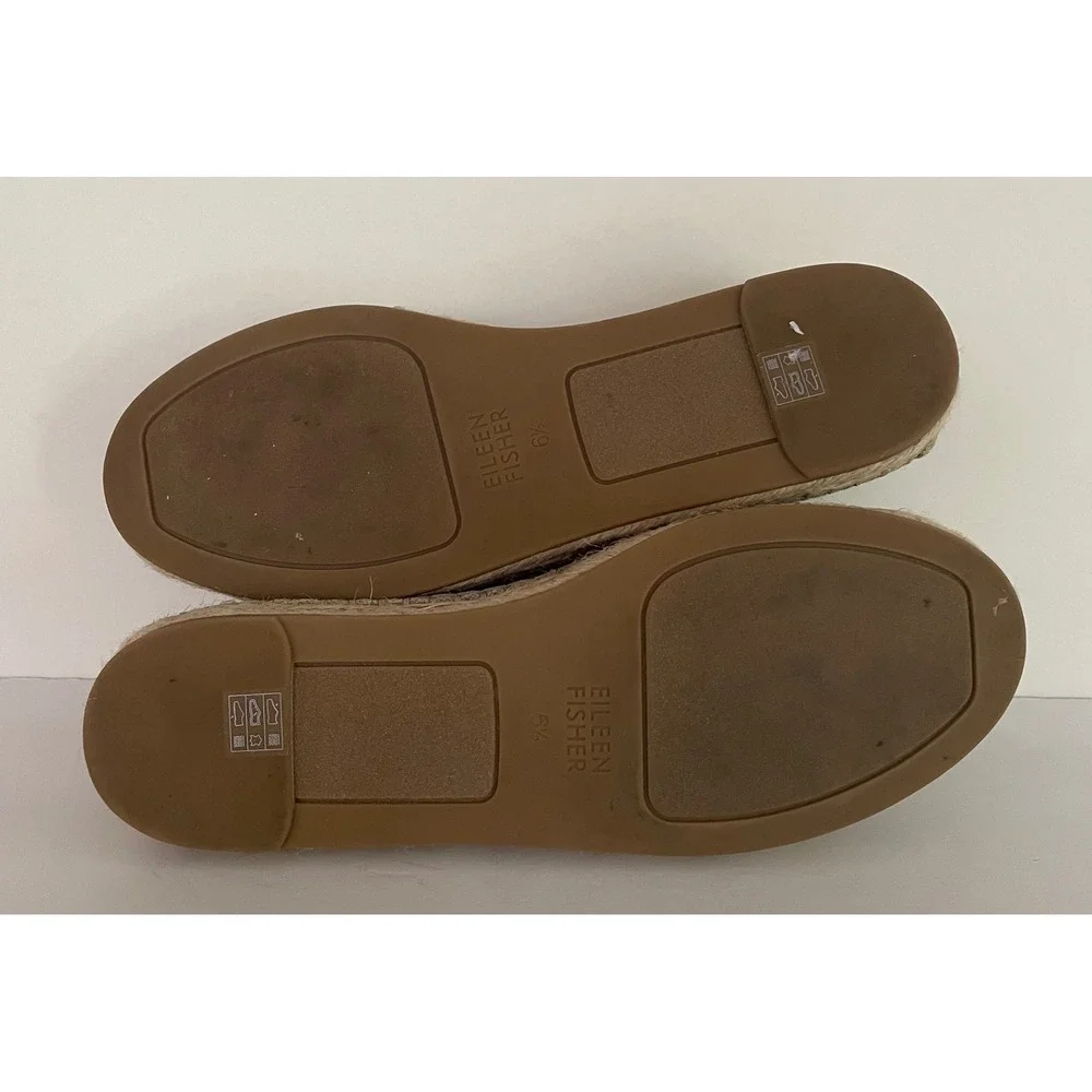 Eileen Fisher Lyla Natural Canvas Espadrille Loafers Beige Slip On Coastal 6.5